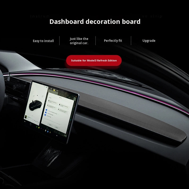 Carbon Fiber Dash Clip-On Trim for Tesla Model 3 Refresh