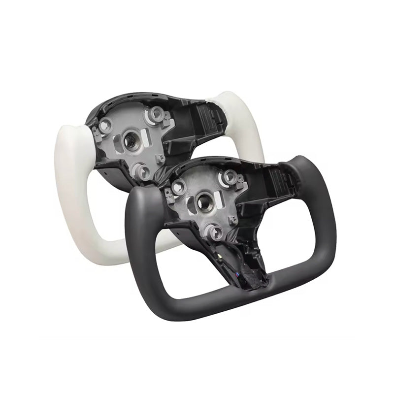 待定有特斯拉车标Custom Heated Leather Yoke Steering Wheel for Tesla 3/Y/S/X