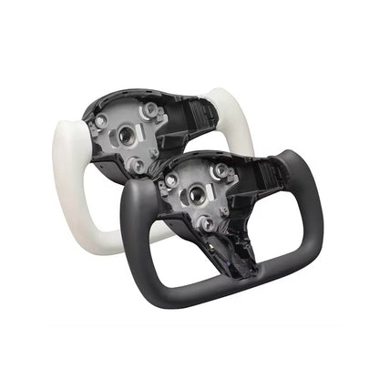 待定有特斯拉车标Custom Heated Leather Yoke Steering Wheel for Tesla 3/Y/S/X