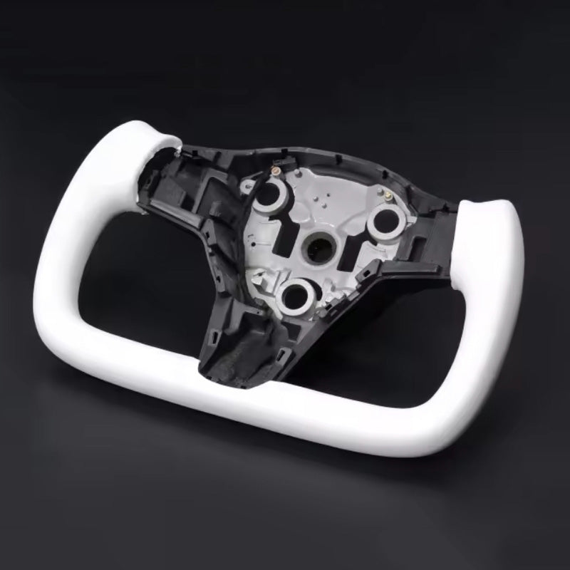 待定有特斯拉车标Custom Heated Leather Yoke Steering Wheel for Tesla 3/Y/S/X