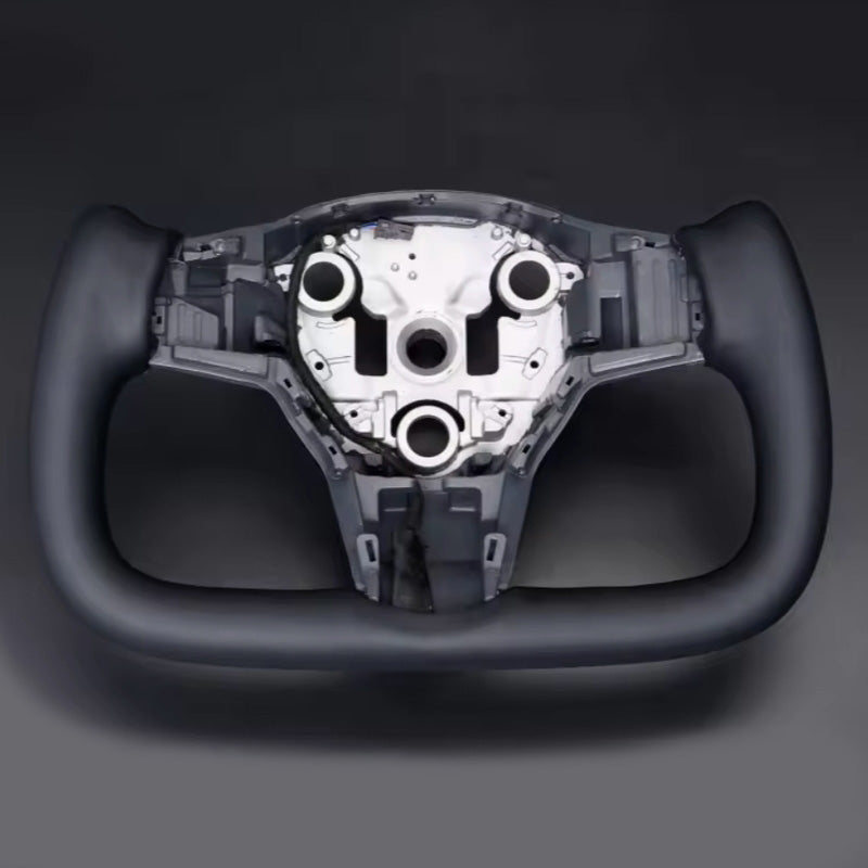 待定有特斯拉车标Custom Heated Leather Yoke Steering Wheel for Tesla 3/Y/S/X