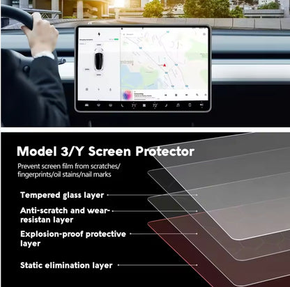 Matte/HD Tempered Glass Screen Protector for Tesla Model 3/Y