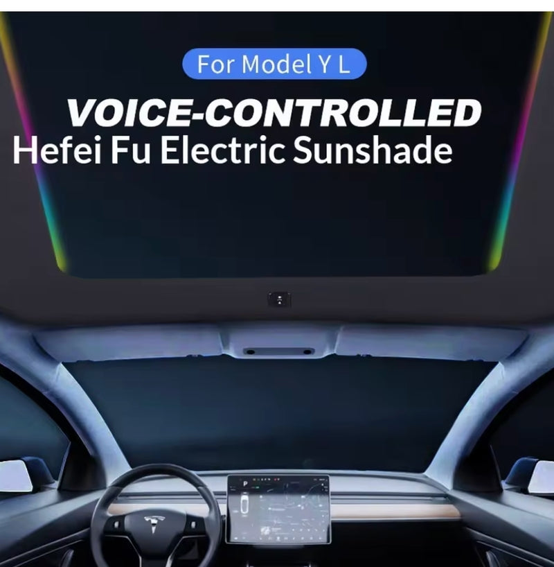 Voice-Controlled Sunshade for Tesla Model YL 2026 with Light