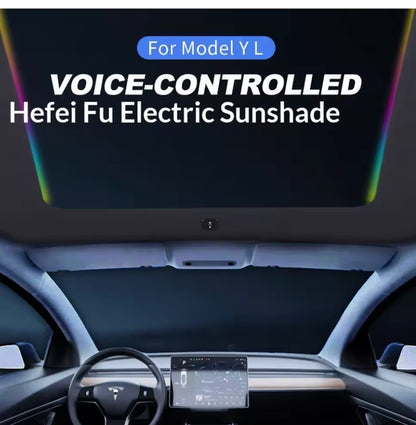 Voice-Controlled Sunshade for Tesla Model YL 2026 with Light