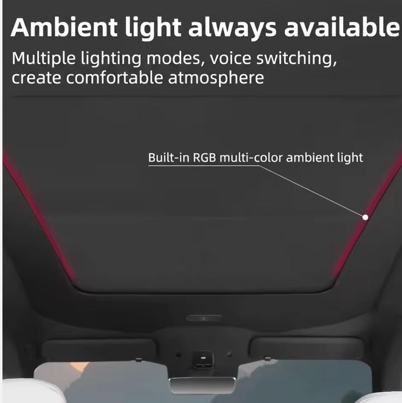 Voice-Controlled Sunshade for Tesla Model YL 2026 with Light