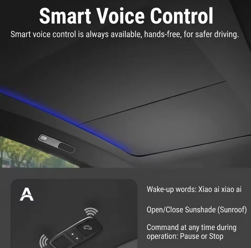 Voice-Controlled Sunshade for Tesla Model YL 2026 with Light