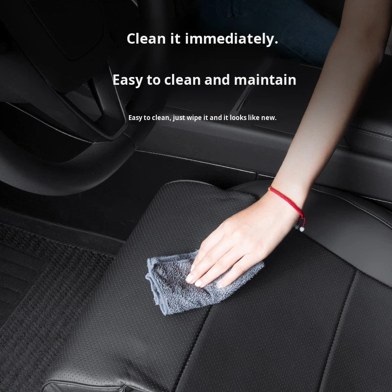 Leather Seat Cushion with Leg Rest & Storage for Model Y