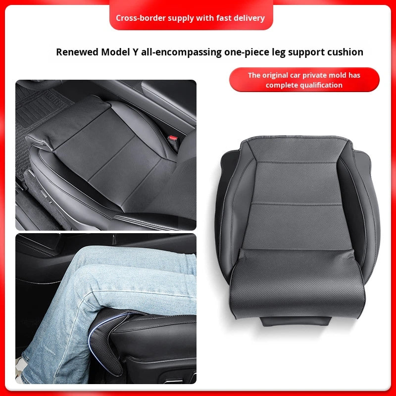 Leather Seat Cushion with Leg Rest & Storage for Model Y