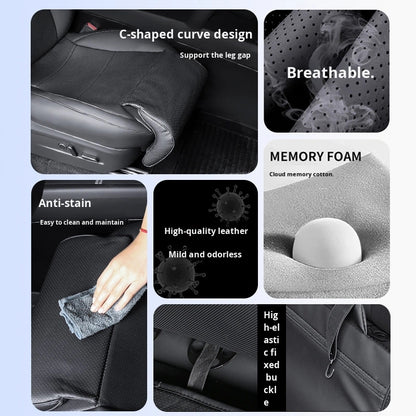 Leather Seat Cushion with Leg Rest & Storage for Model Y