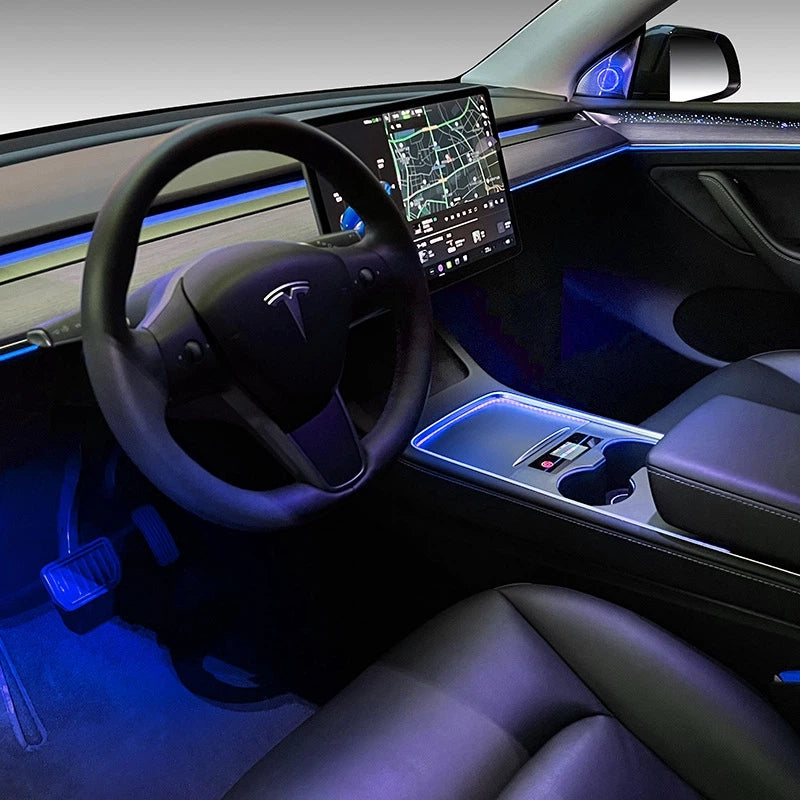 Non-Destructive Ambient Light & Door Storage for Tesla 3/Y