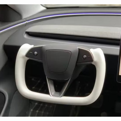Custom Leather Yoke Steering Wheel for Tesla Model Y Juniper 2025