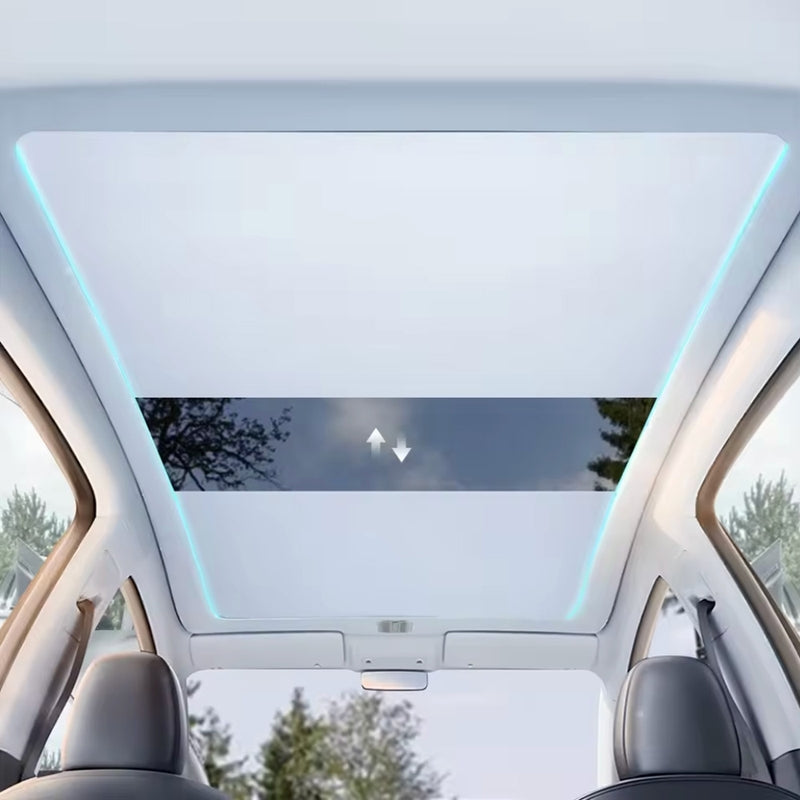 Voice-Controlled Electric Sunshade with Ambient Light for Model Y Juniper