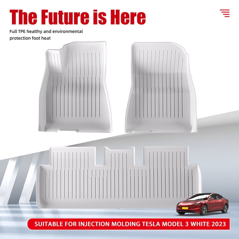 3D TPE Floor Mats for Tesla Model 3 White