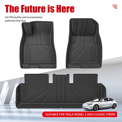 Classic Stripe 3D TPE Floor Mats for Tesla Model 3 2024